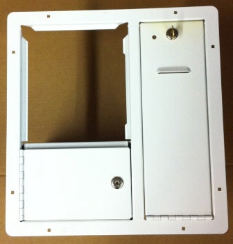 COIN DOOR TRIPLE ASY MINUS COIN ENTRY DOOR WITH TICKET/CASH DOOR/CASHBOX (WHITE) (TICKET DOOR 4 1/2X 14) [WA5001-P700] for ICE game(s)