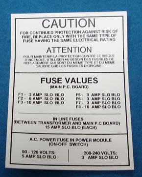 DECAL (FUSE RATING) [CC7009] for ICE game(s)