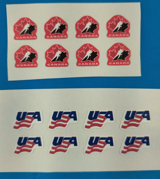 DECAL SET (8 USA/8 CANADA) CHEST LOGO'S [SC743US] for ICE game(s)