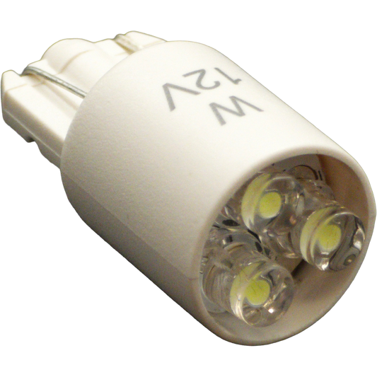 LED T3 1/4 WEDGE BASE 12VDC 3 CHIP WHITE (ROHS) [E00049]