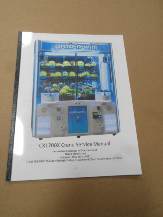 SERVICE MANUAL (GRAB N WIN CRANE) [CX9701] for ICE game(s)